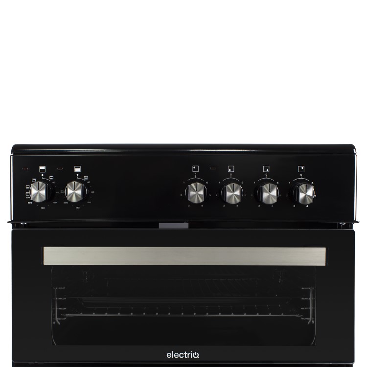 GRADE A2 - electriQ 60cm Electric Cooker with Double Oven and Ceramic Hob in Black