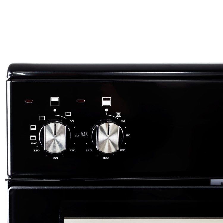 GRADE A2 - electriQ 60cm Electric Cooker with Double Oven and Ceramic Hob in Black