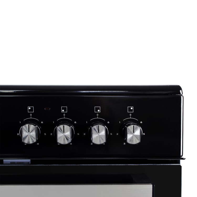 GRADE A2 - electriQ 60cm Electric Cooker with Double Oven and Ceramic Hob in Black