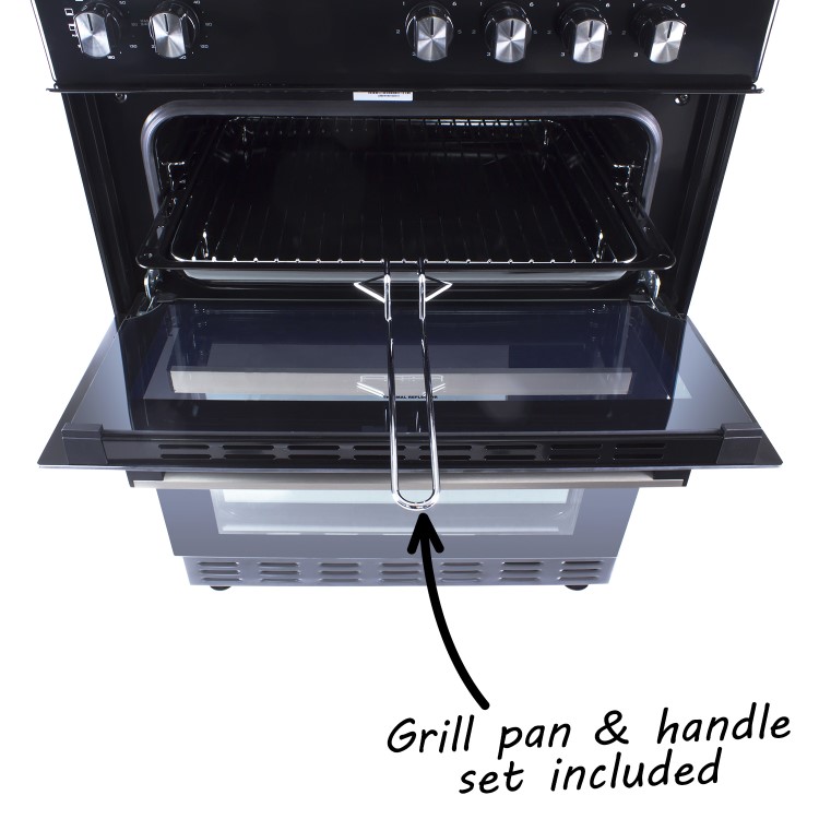 GRADE A2 - electriQ 60cm Electric Cooker with Double Oven and Ceramic Hob in Black