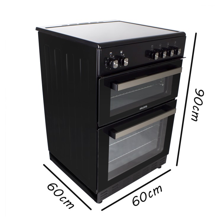 GRADE A2 - electriQ 60cm Electric Cooker with Double Oven and Ceramic Hob in Black