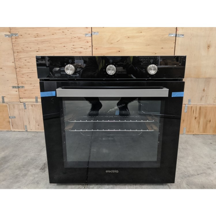 GRADE A3 - electriQ Extra Large Capacity 73 Litre Built in Electric Fan Assisted Black Single Oven - Supplied with a plug