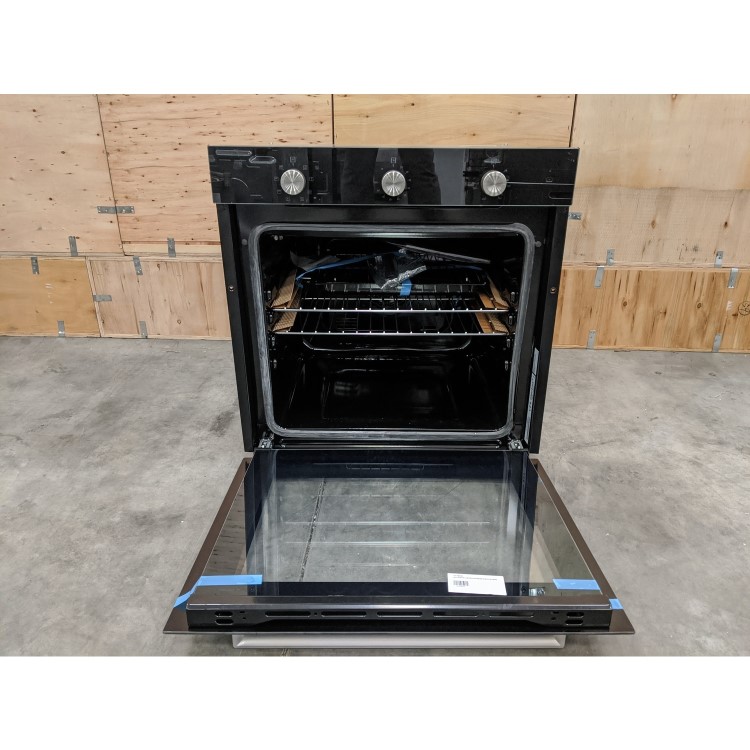 GRADE A3 - electriQ Extra Large Capacity 73 Litre Built in Electric Fan Assisted Black Single Oven - Supplied with a plug