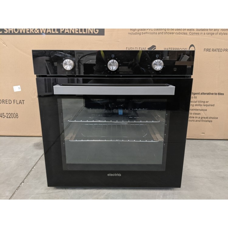 GRADE A3 - electriQ Extra Large Capacity 73 Litre Built in Electric Fan Assisted Black Single Oven - Supplied with a plug