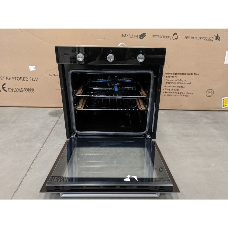 GRADE A3 - electriQ Extra Large Capacity 73 Litre Built in Electric Fan Assisted Black Single Oven - Supplied with a plug
