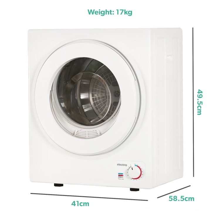 Refurbished electriQ eiqmtd2w Freestanding Vented 2.5KG Tumble Dryer White