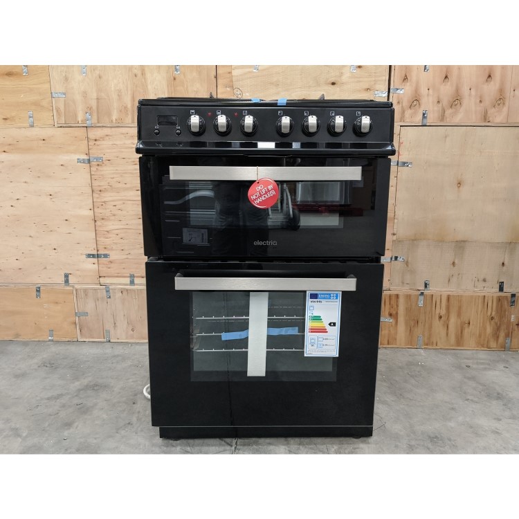 GRADE A3 - electriQ 60cm Dual Fuel Cooker with Double Oven - Black