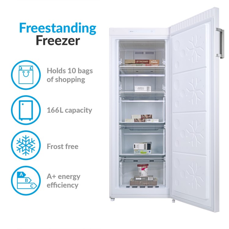 GRADE A2 - electriQ 166 Litre Freestanding Upright Freezer 144cm Tall Frost Free 55cm Wide - White