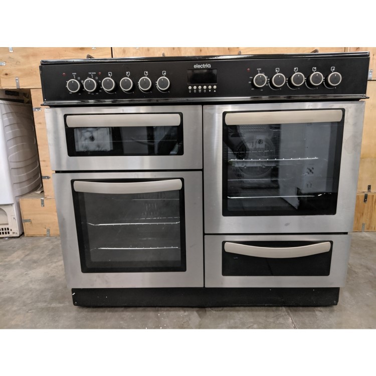 Refurbished electriQ EQRANGE100SS 100cm Dual Fuel Double Oven Range Cooker Stainless Steel
