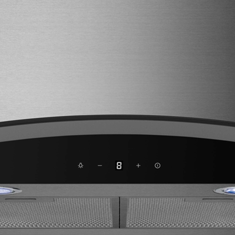 GRADE A2 - electriQ 90cm Stainless Steel Curved Glass Touch Control Chimney Cooker Hood  - 5 Year warranty
