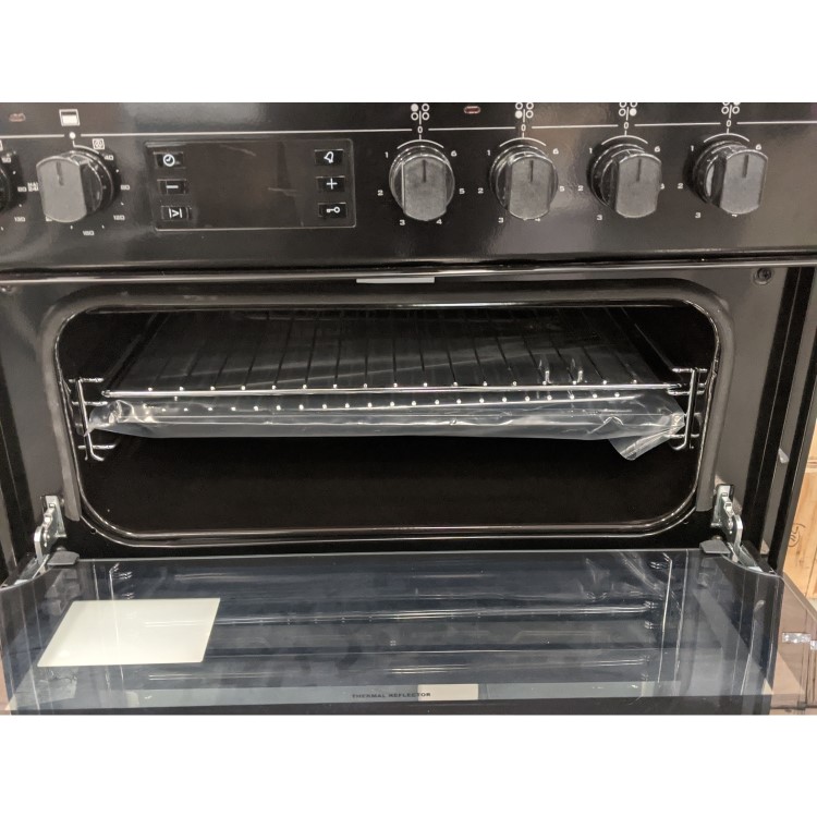 GRADE A3 - electriQ 60cm Double Oven Electric Cooker with Ceramic Hob & Programmable Timer - Black