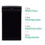 Refurbished electriQ EQDW45BLACK 10 Place Freestanding Dishwasher Black