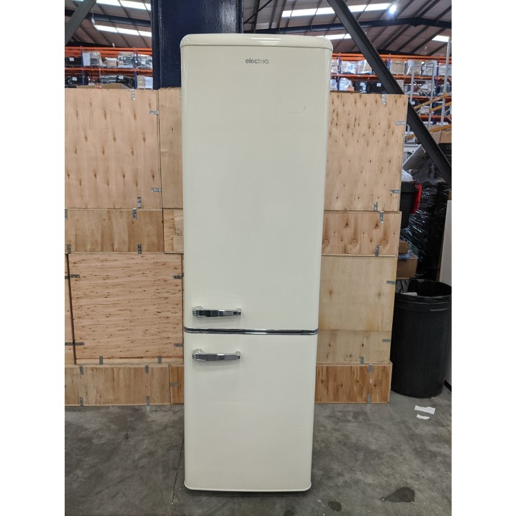 Refurbished electriQ 244 Litre Freestanding Fridge Freezer Retro 60/40 Split 55cm Wide - Cream