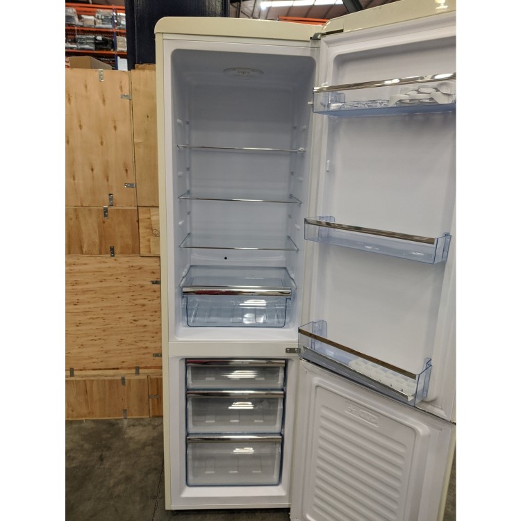 Refurbished electriQ 244 Litre Freestanding Fridge Freezer Retro 60/40 Split 55cm Wide - Cream