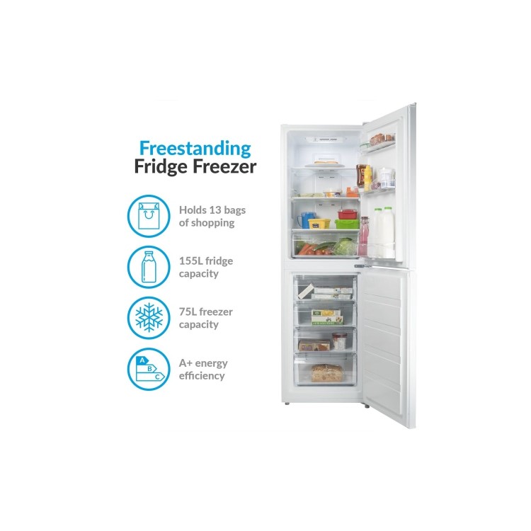 GRADE A2 - electriQ 231 Litre Freestanding Fridge Freezer 50/50 Split Frost Free 55cm Wide - White
