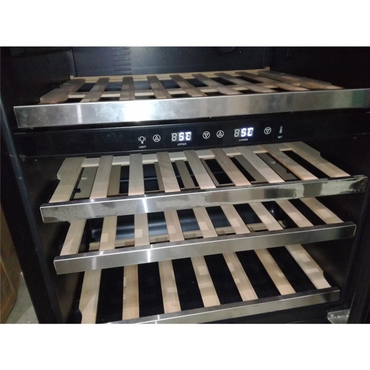 Refurbished electriQ 51 Bottle Freestanding Under Counter Wine Cooler Full Dual Zone 60cm Wide 82cm Tall - Stainless Steel