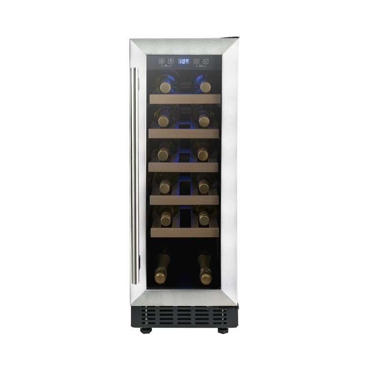 GRADE A3 - electriQ 30cm 19 Bottles Single Zone Wine Cooler - Stainless Steel