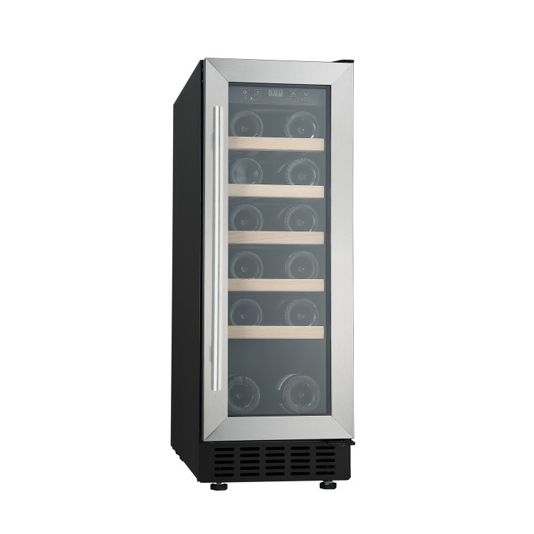 GRADE A3 - electriQ 30cm 19 Bottles Single Zone Wine Cooler - Stainless Steel