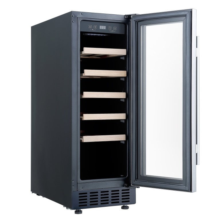 GRADE A3 - electriQ 30cm 19 Bottles Single Zone Wine Cooler - Stainless Steel