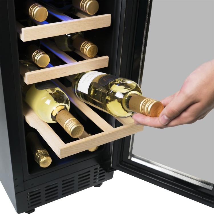 GRADE A3 - electriQ 30cm 19 Bottles Single Zone Wine Cooler - Stainless Steel