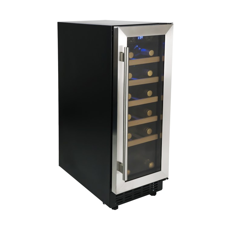 GRADE A3 - electriQ 30cm 19 Bottles Single Zone Wine Cooler - Stainless Steel