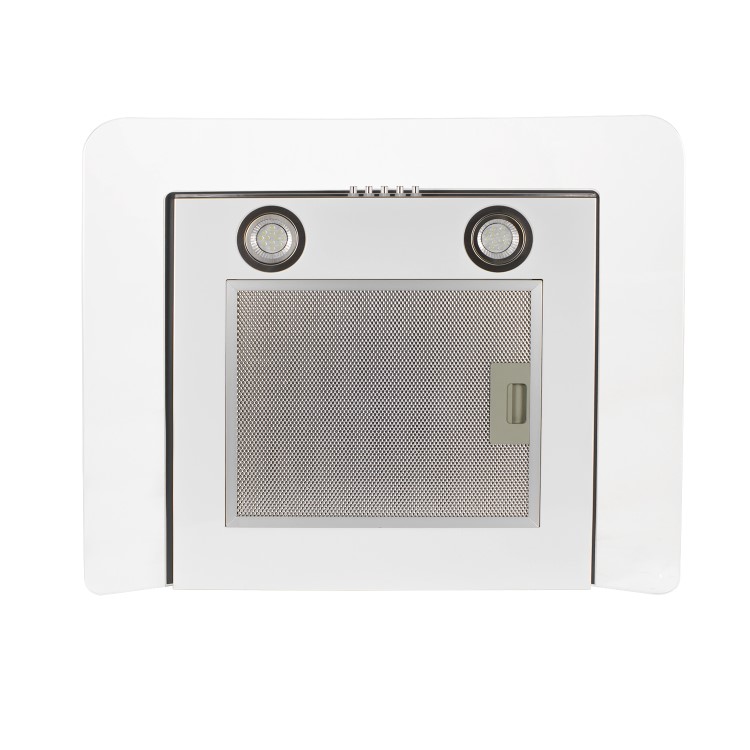electriQ 60cm Curved Glass White Push Button Chimney Cooker Hood  -  5 Year warranty