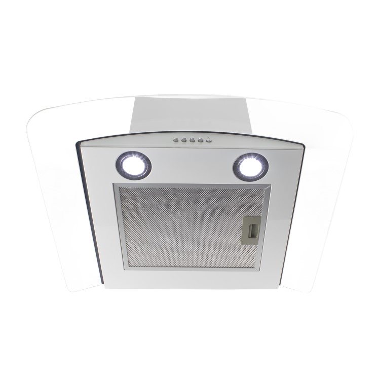 electriQ 60cm Curved Glass White Push Button Chimney Cooker Hood  -  5 Year warranty