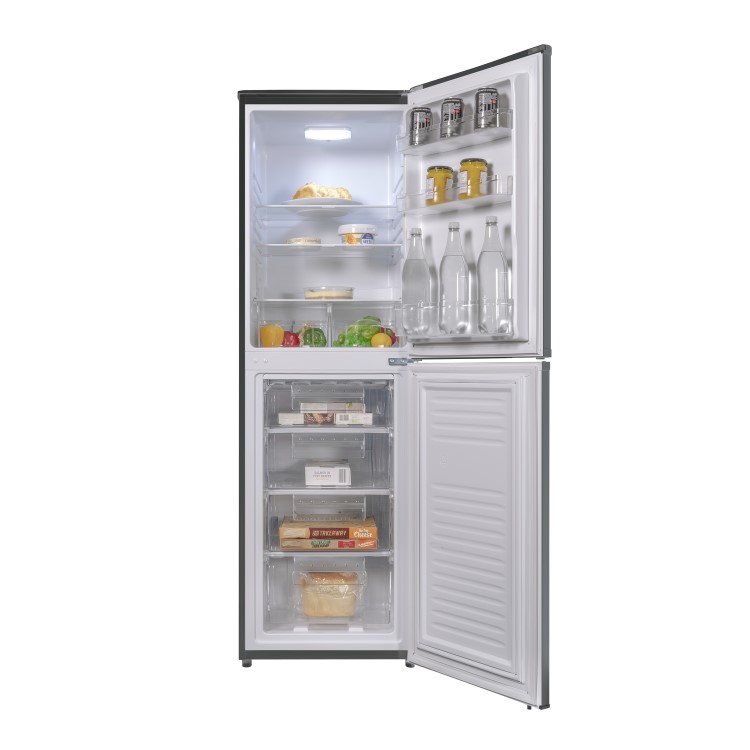 GRADE A2 - electriQ 242 Litre 50/50 Freestanding Fridge Freezer - Black