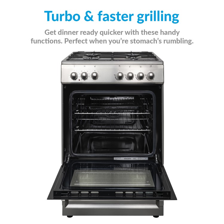 Refurbished electriQ 60cm Single Oven Dual Fuel Cooker - Stainless Steel