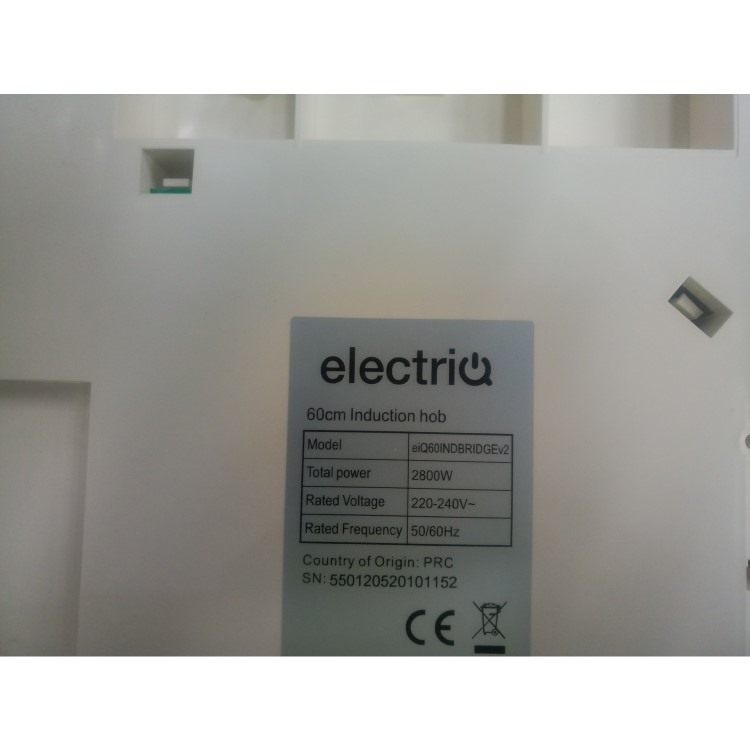 Refurbished electriQ 60cm Four Zone Induction Hob with Bridge Zone