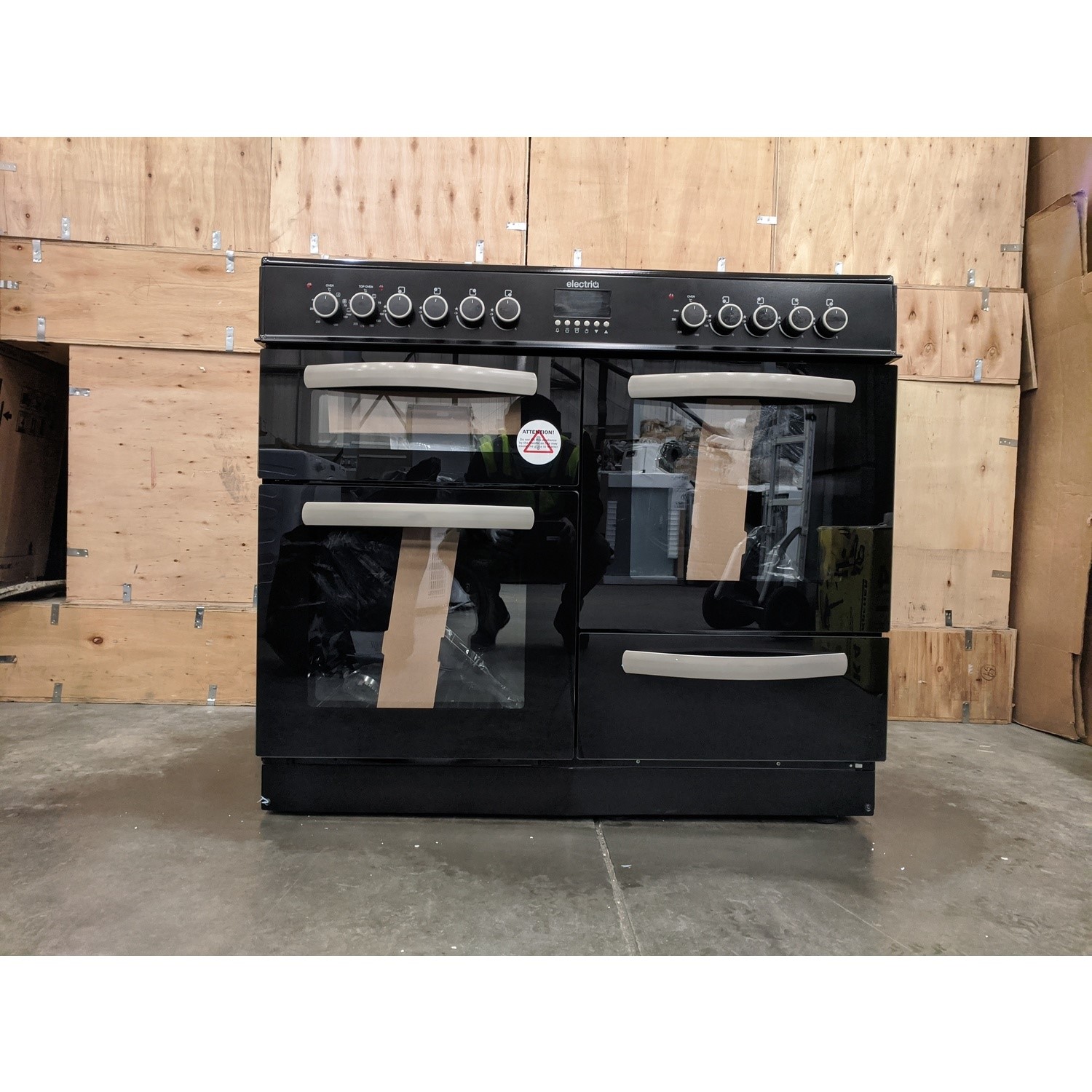Refurbished electriQ EQRANGE100BLACK 100cm Dual Fuel Double Oven Range