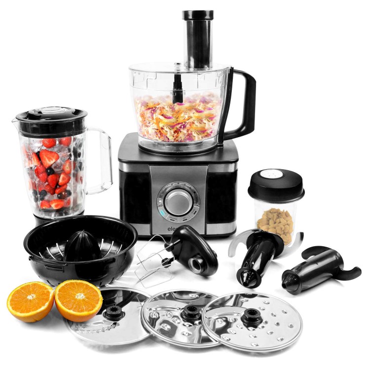 GRADE A2 - electriQ 10-in-1 1100W Multifunctional Food Processor in Stainless Steel and Black