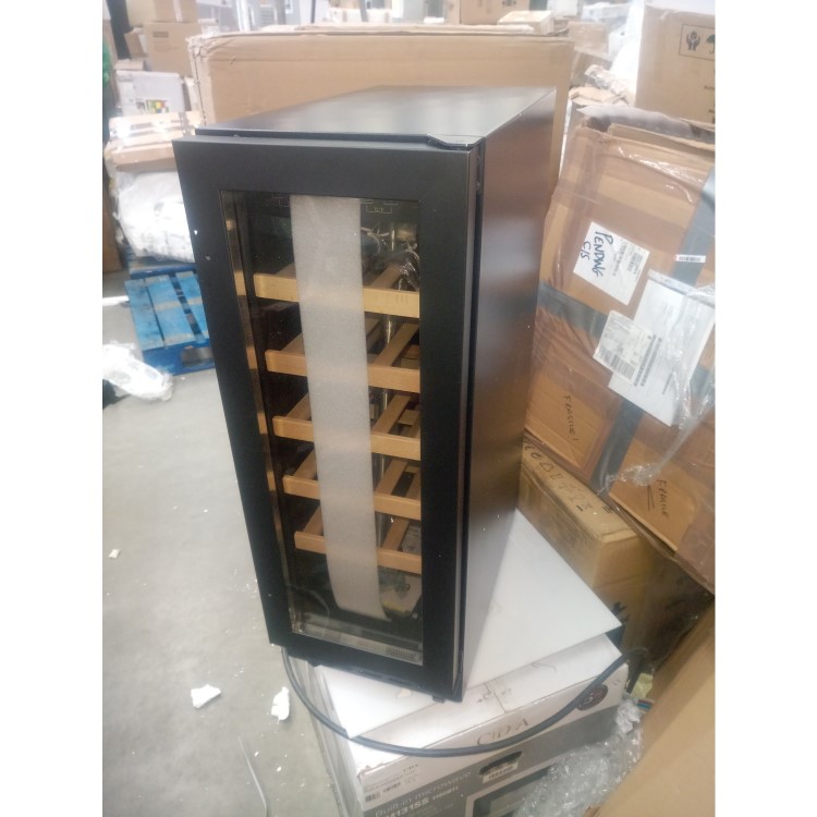 Refurbished electriQ 19 Bottle Freestanding Under Counter Wine Cooler Single Zone 30cm Wide 82cm Tall - Black
