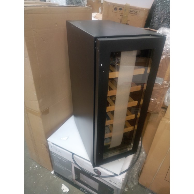 Refurbished electriQ 19 Bottle Freestanding Under Counter Wine Cooler Single Zone 30cm Wide 82cm Tall - Black