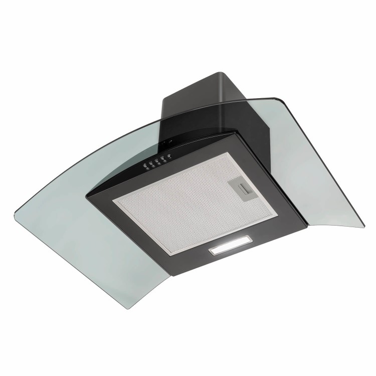 electriQ 70cm Curved Glass Chimney Cooker Hood - Black