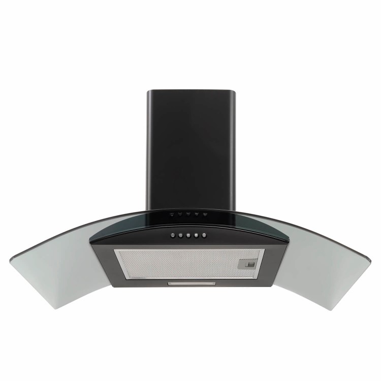 electriQ 70cm Curved Glass Chimney Cooker Hood - Black