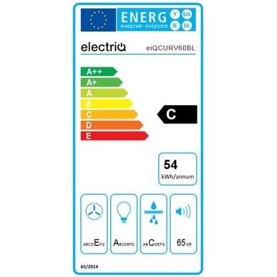 GRADE A2 - electriQ 60cm Satin Black Curved Glass Push Button Control Chimney Cooker Hood 