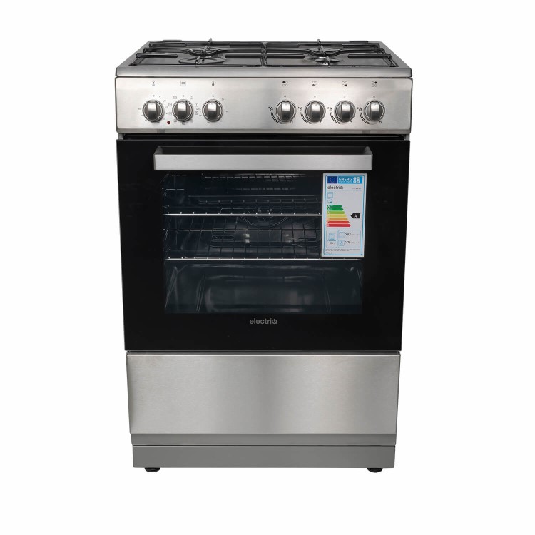 GRADE A2 - electriQ 60cm Single Oven Dual Fuel Cooker - Stainless Steel