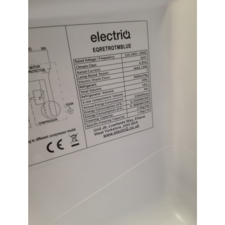 Refurbished electriQ 208 Litre 80/20 Freestanding Fridge Freezer - Blue