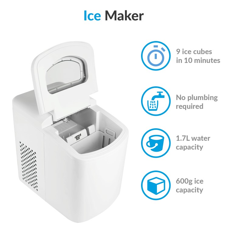 GRADE A2 - electriQ Counter Top Ice Maker in White