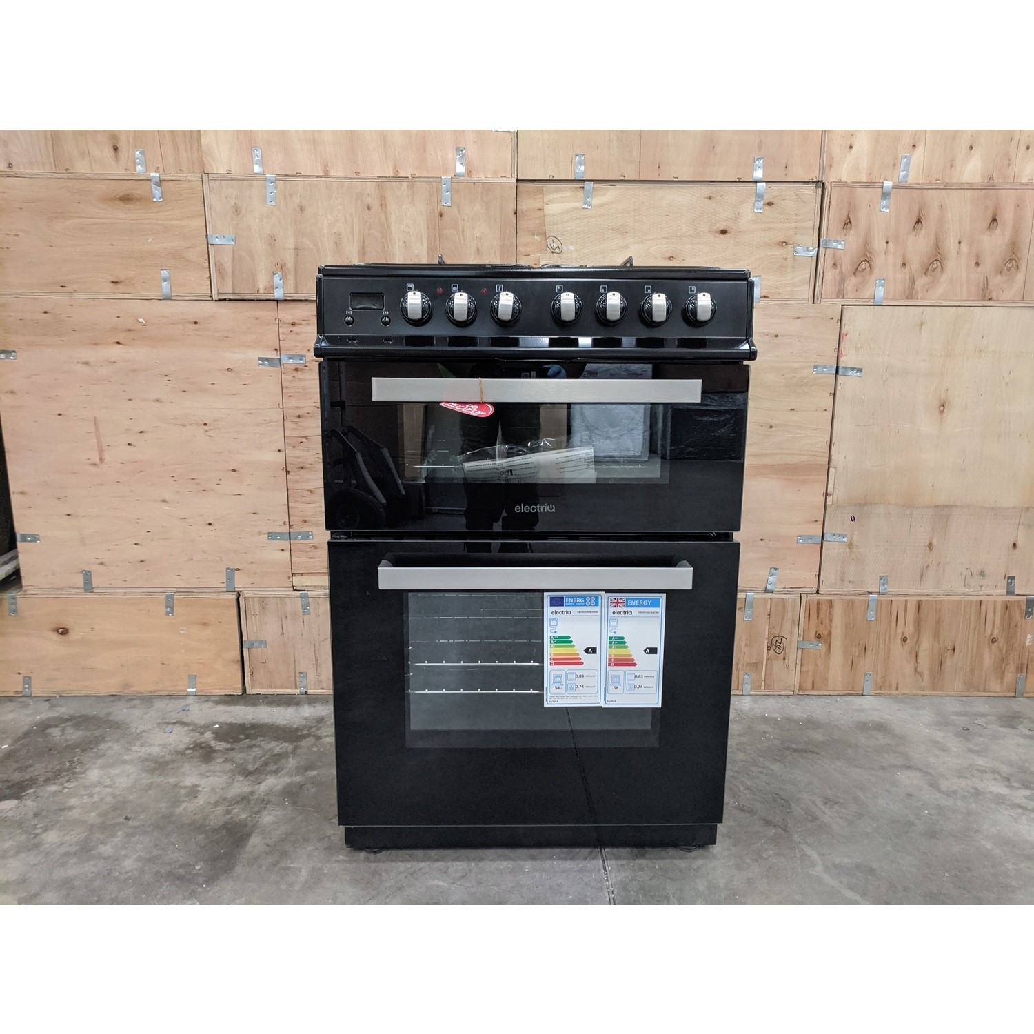 Refurbished electriQ 60cm Double Oven Dual Fuel Cooker Black electriQ