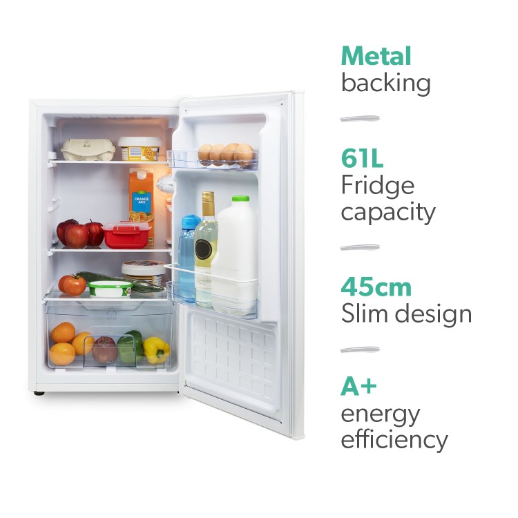 GRADE A2 - electriQ 61 Litre Freestanding Under Counter Larder Fridge 84.5cm Tall A+ Energy Rating 45cm Wide - White