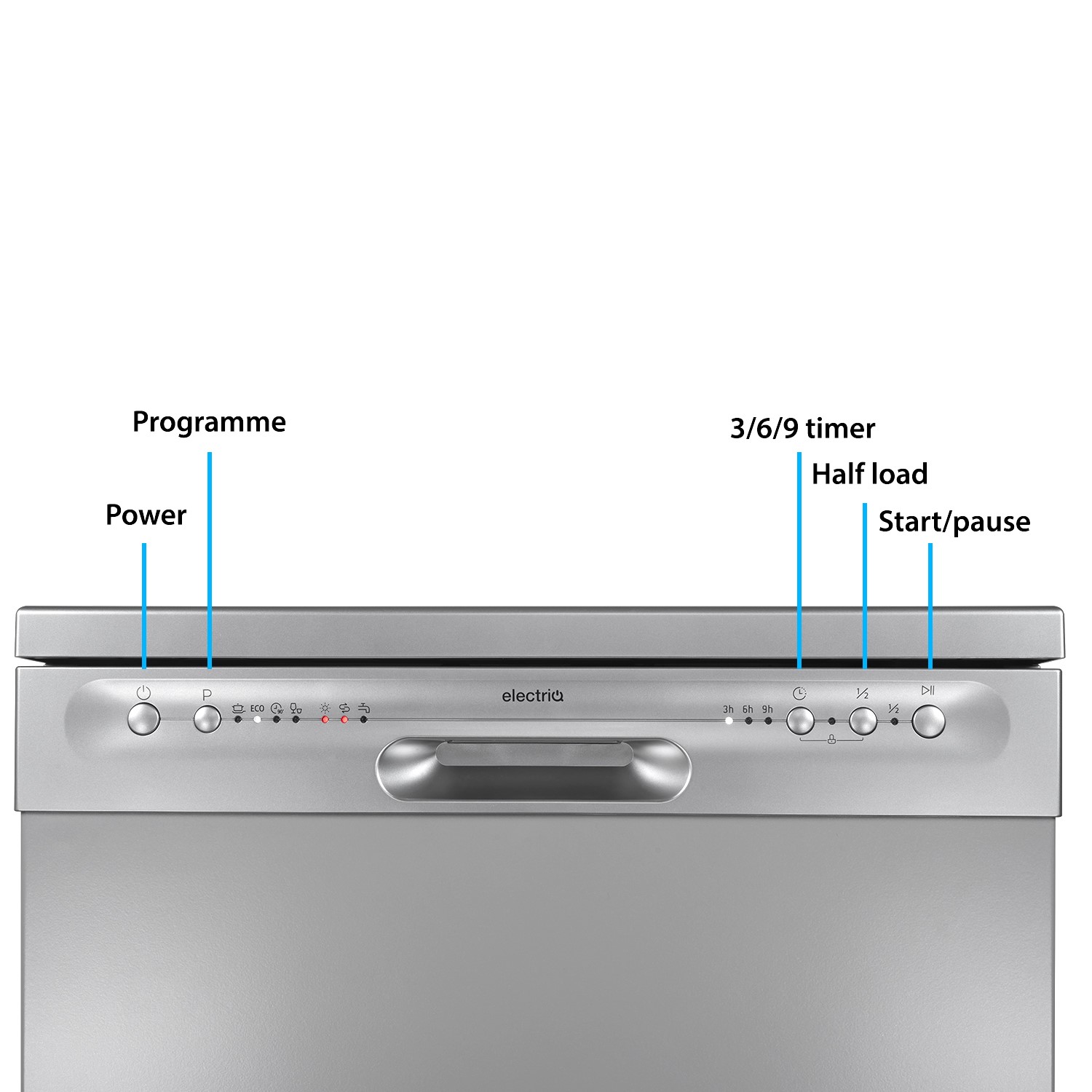 electriQ 12 Place Settings Freestanding Dishwasher Silver electriQ