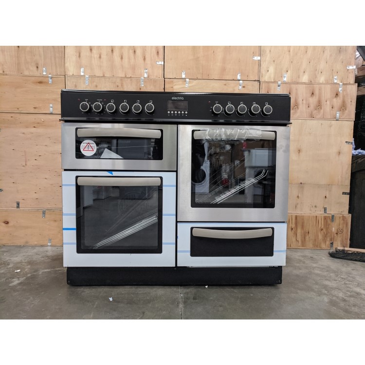 Refurbished electriQ 100cm Dual Fuel Double Oven Range Cooker - Stainless Steel