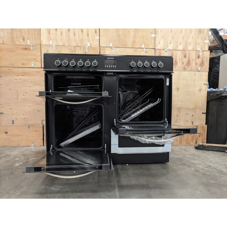 Refurbished electriQ 100cm Dual Fuel Double Oven Range Cooker - Stainless Steel