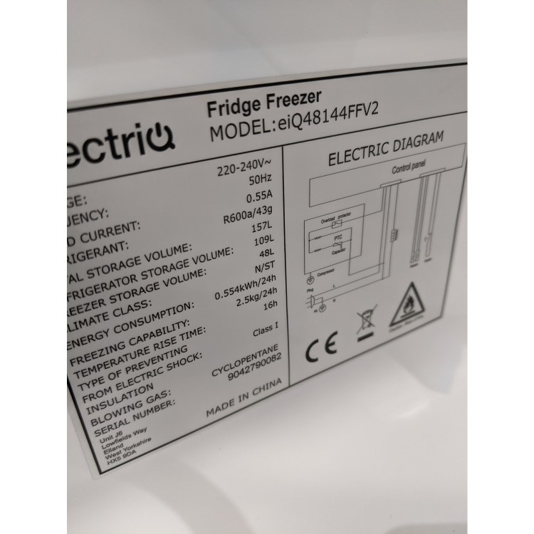 Refurbished electriQ 157 Litre 70/30 Freestanding Fridge Freezer - White
