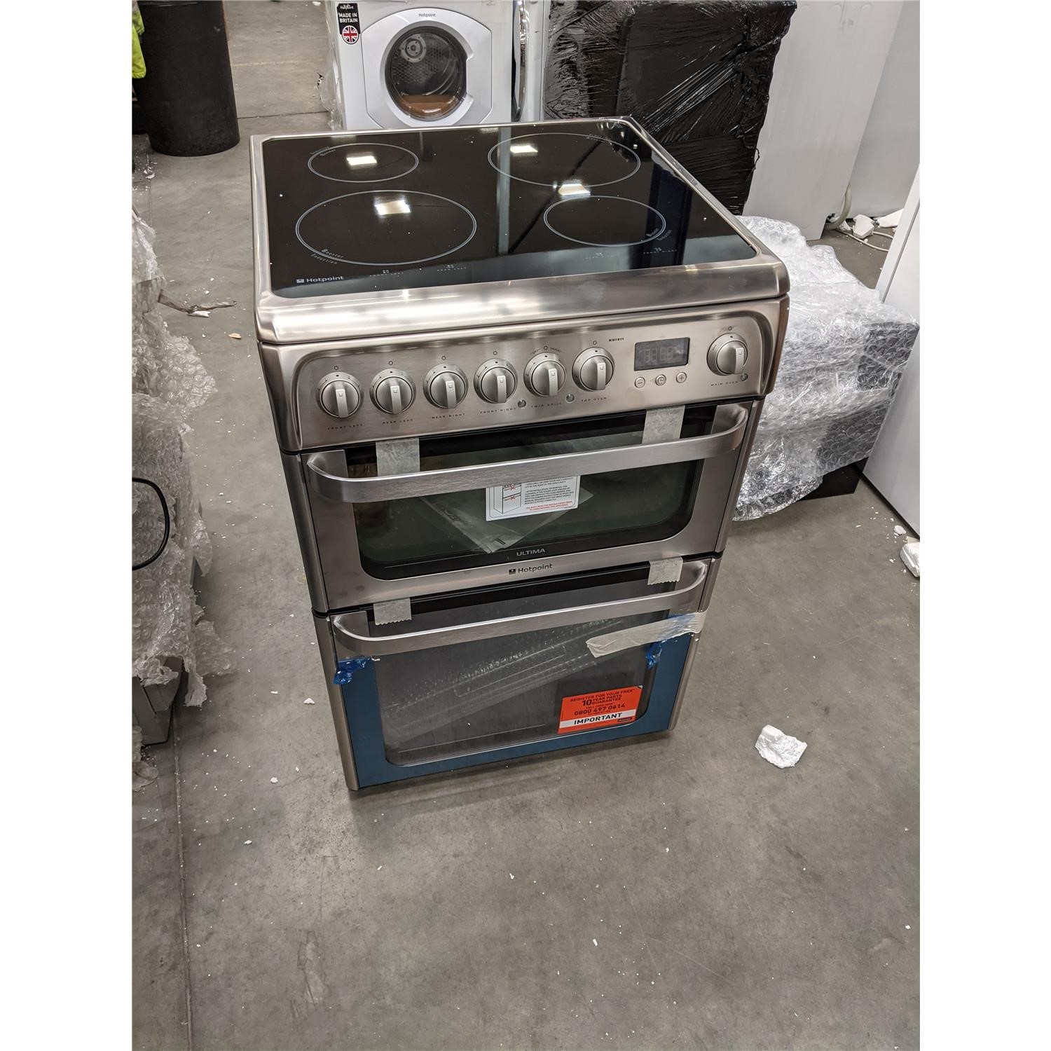 Refurbished Hotpoint HUI611X 60cm Electric Cooker With Induction