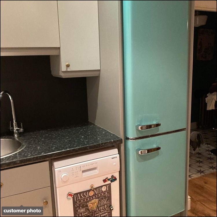 Refurbished electriQ 60/40 Retro Freestanding Fridge Freezer - Blue