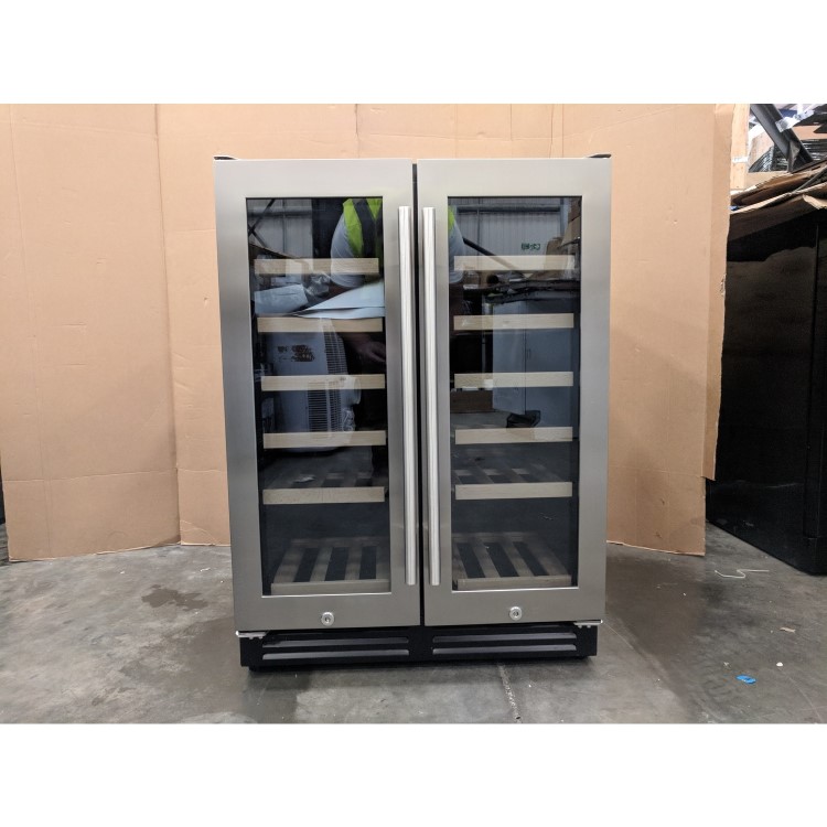 Refurbished electriQ 36 Bottle Freestanding Under Counter Wine Cooler Dual Zone 60cm Wide 82cm Tall - Stainless Steel