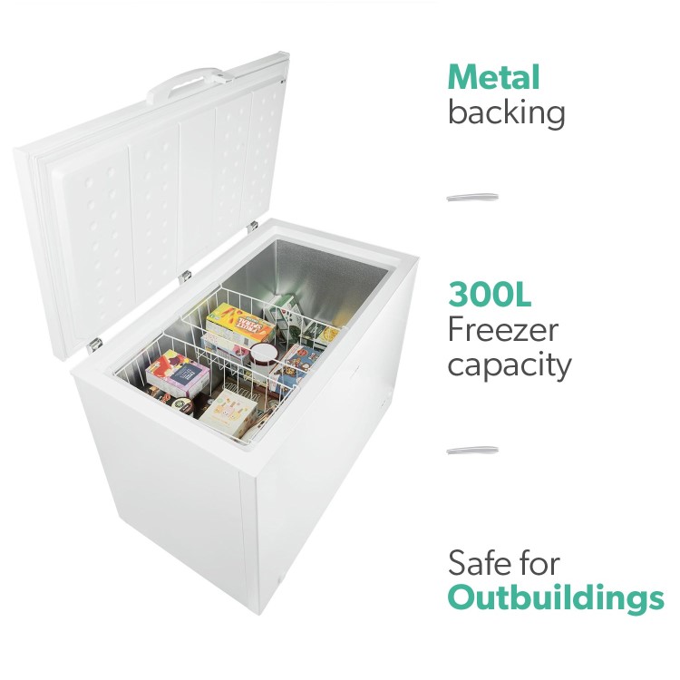 electriQ 290 Litre Chest Freezer - White